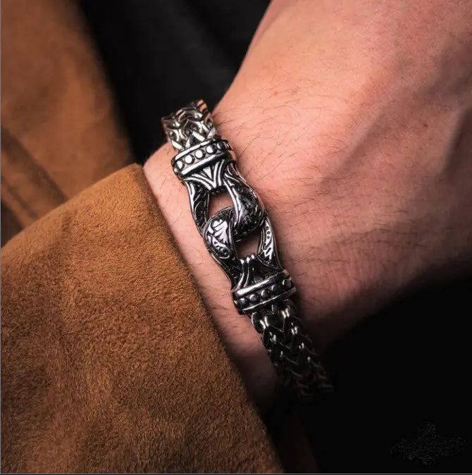 Men's Vintage Titanium Steel Engraved Bracelet