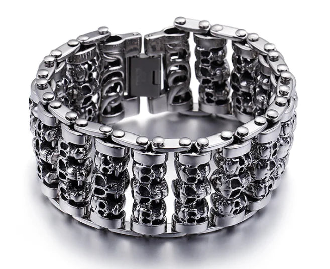 Men's Titanium Steel Skull Bracelet - Punk Style Jewelry