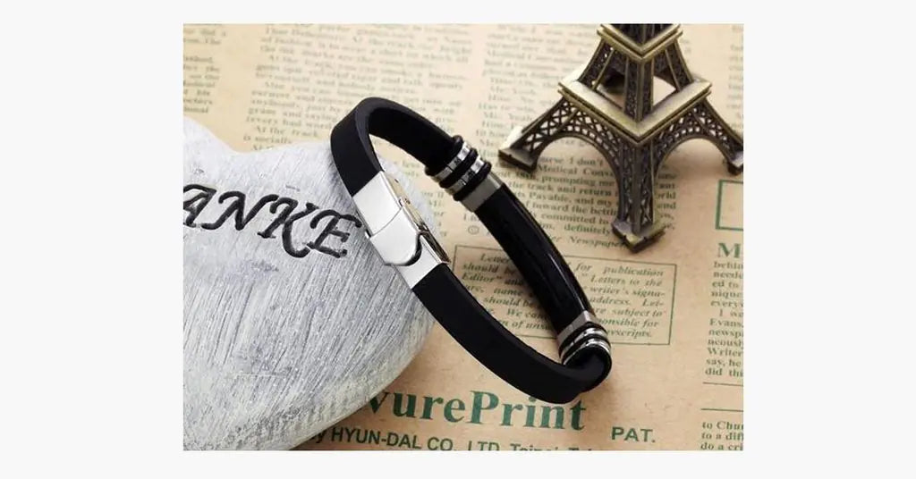 Men's Korean Style Titanium Steel Leather Bracelet