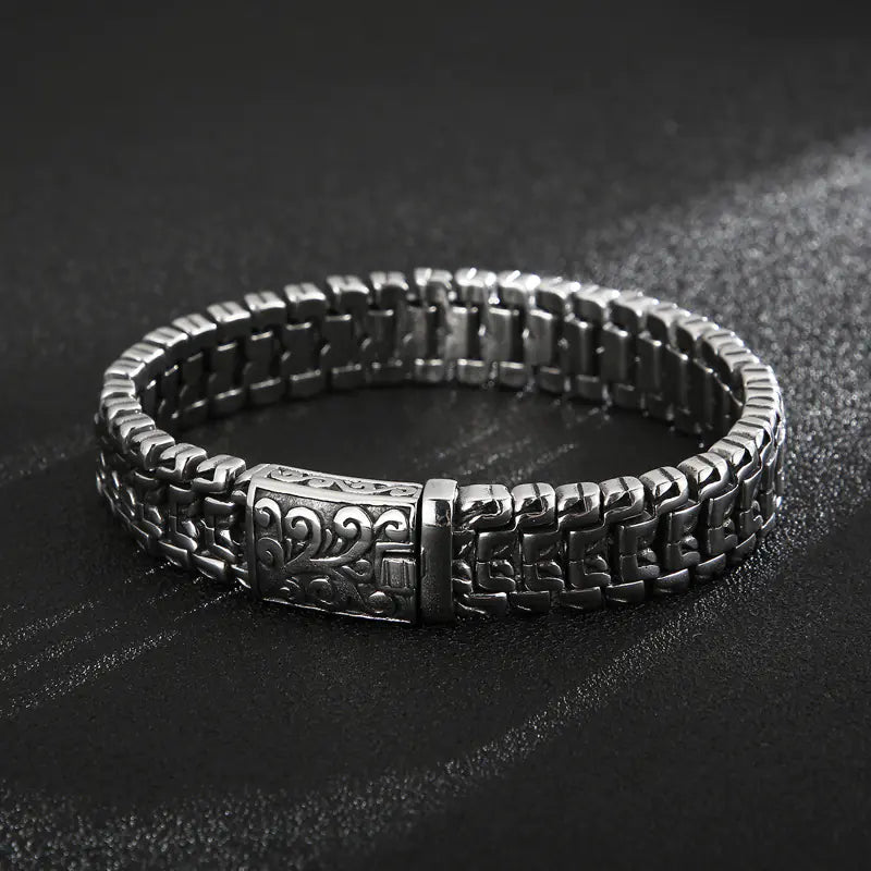 Hip Hop Flower Men's Titanium Steel Bracelet - Simple Style