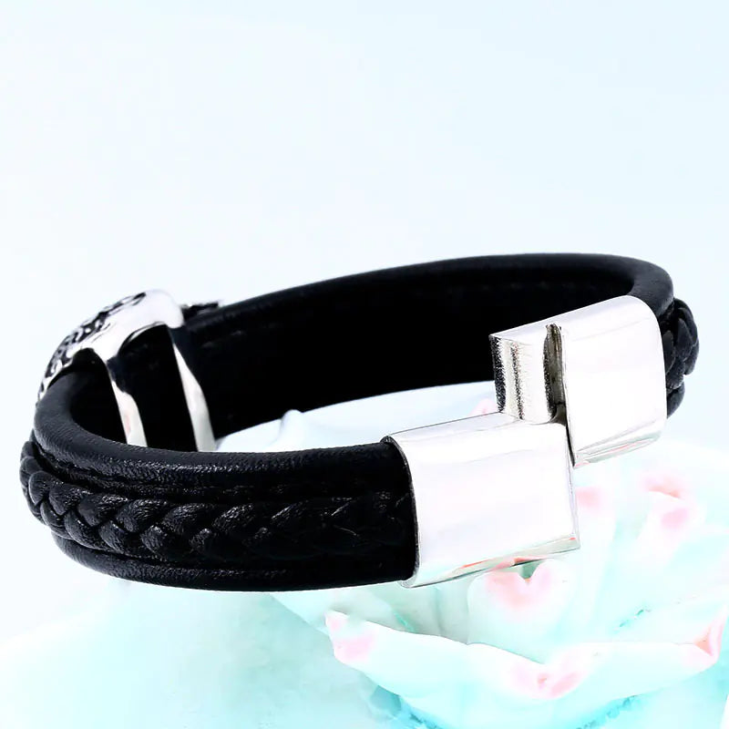 Punk Titanium Steel Skull Bracelet for Men