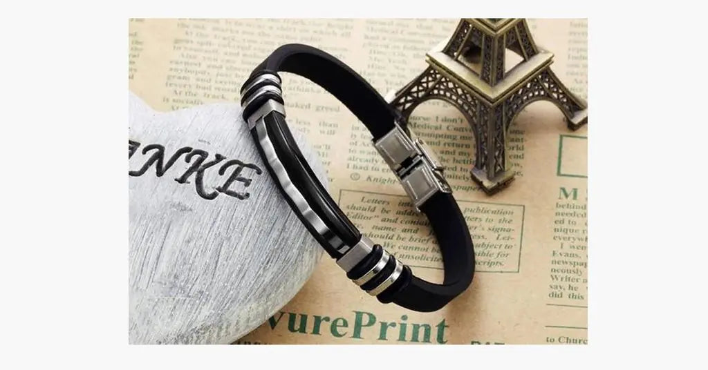 Men's Korean Style Titanium Steel Leather Bracelet