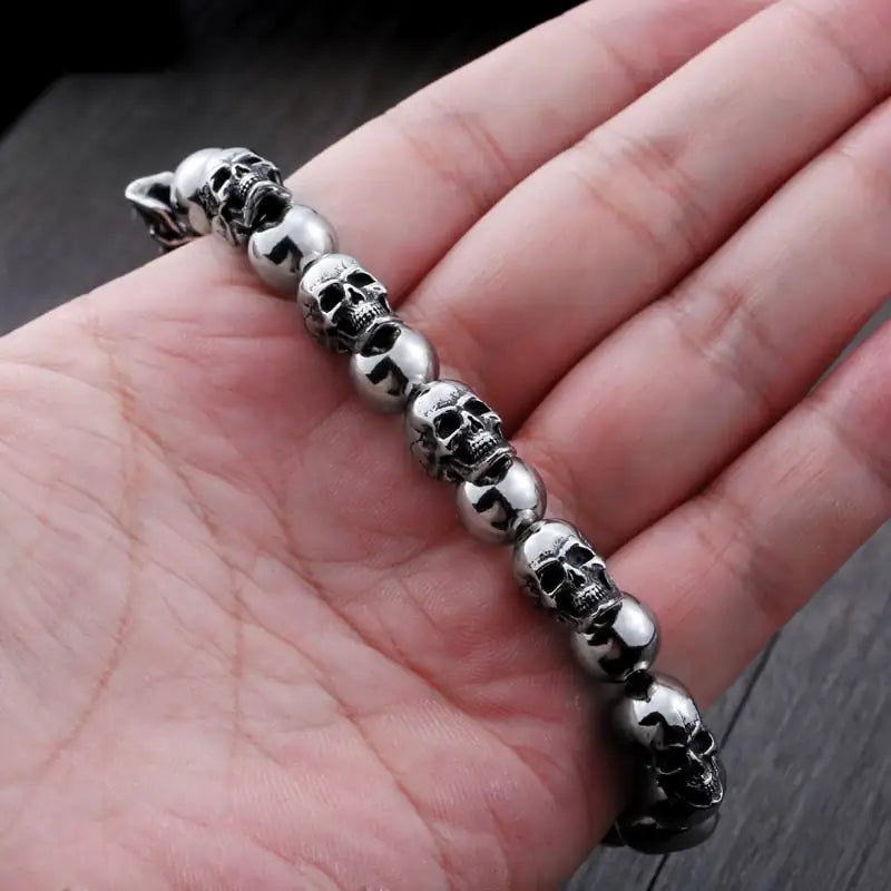 Men's Simple Titanium Skull Bracelet