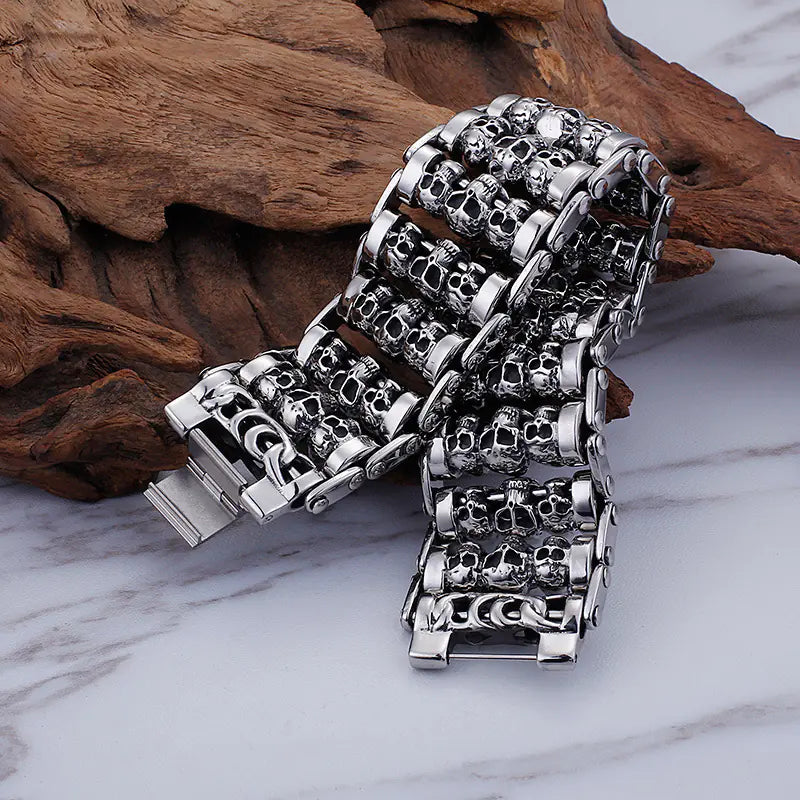Men's Titanium Steel Skull Bracelet - Punk Style Jewelry