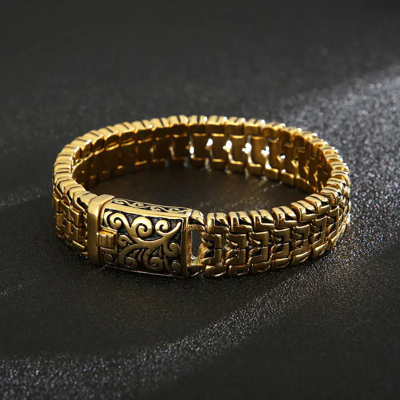 Hip Hop Flower Men's Titanium Steel Bracelet - Simple Style