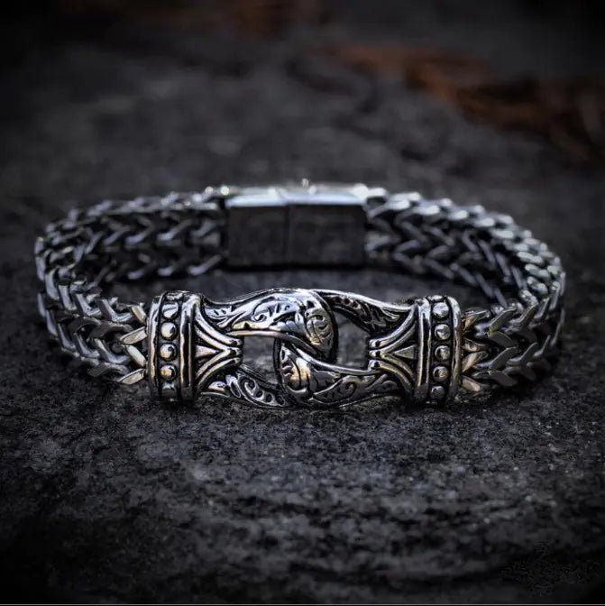 Men's Vintage Titanium Steel Engraved Bracelet