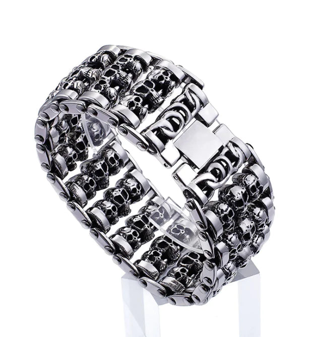 Men's Titanium Steel Skull Bracelet - Punk Style Jewelry