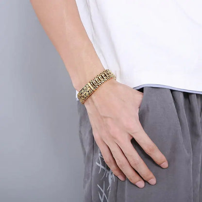 Hip Hop Flower Men's Titanium Steel Bracelet - Simple Style