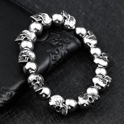 Men's Simple Titanium Skull Bracelet