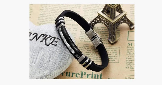 Men's Korean Style Titanium Steel Leather Bracelet