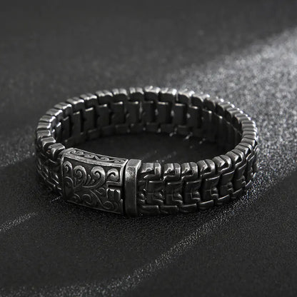 Hip Hop Flower Men's Titanium Steel Bracelet - Simple Style
