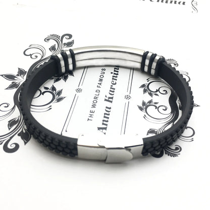 Men's Korean Style Titanium Steel Leather Bracelet