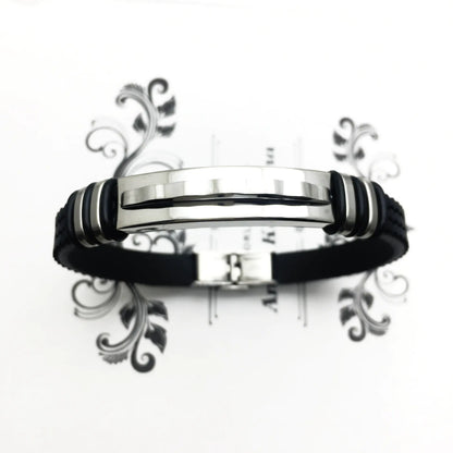 Men's Korean Style Titanium Steel Leather Bracelet