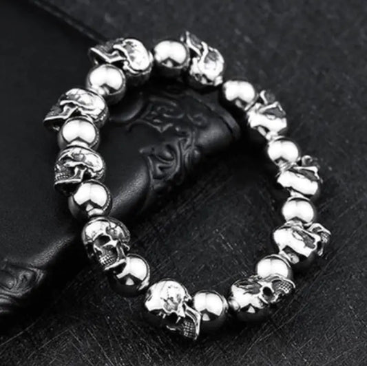 Men's Simple Titanium Skull Bracelet