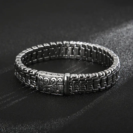 Hip Hop Flower Men's Titanium Steel Bracelet - Simple Style