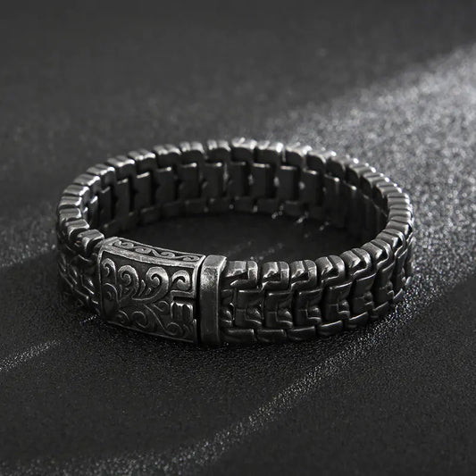 Hip Hop Flower Men's Titanium Steel Bracelet - Simple Style