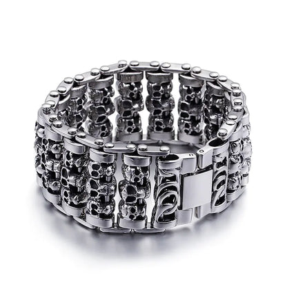 Men's Titanium Steel Skull Bracelet - Punk Style Jewelry
