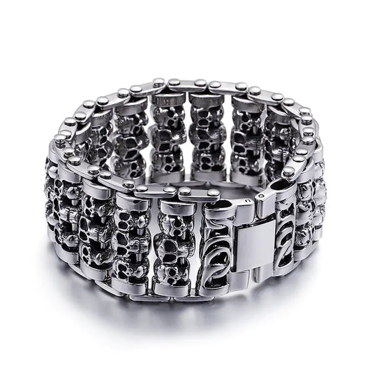 Men's Titanium Steel Skull Bracelet - Punk Style Jewelry