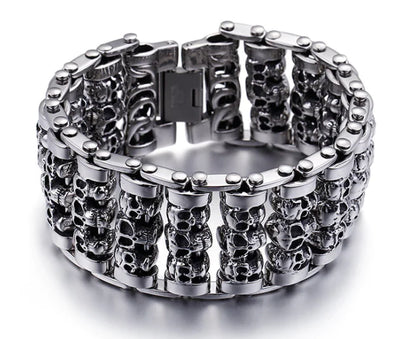 Men's Titanium Steel Skull Bracelet - Punk Style Jewelry