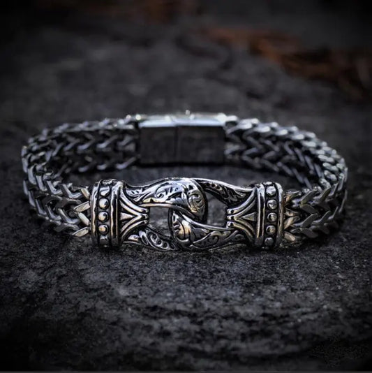 Men's Vintage Titanium Steel Engraved Bracelet