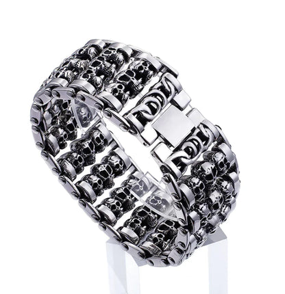 Men's Titanium Steel Skull Bracelet - Punk Style Jewelry