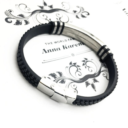 Men's Korean Style Titanium Steel Leather Bracelet