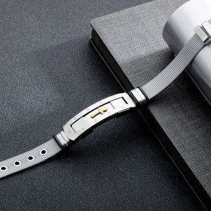 Titanium Steel Cross Bracelet for Men